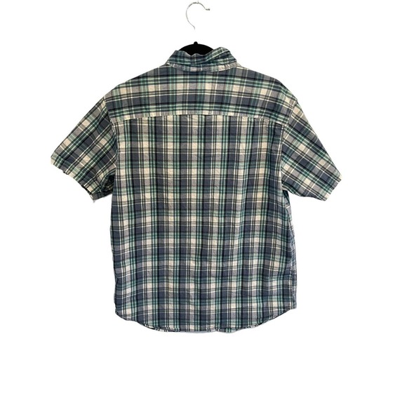 COLUMBIA Mens Shirt Blue Green Plaid Short Sleeve Button Up Regular Fit Sz Large - Picture 2 of 5